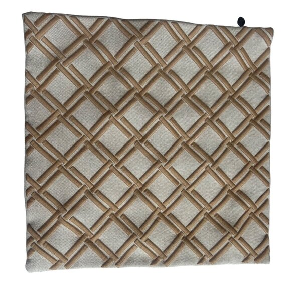 Pier 1 Other - Pier 1 Pillow Cover Embroidered Raised LT Brown/Tan Lines "18x18"